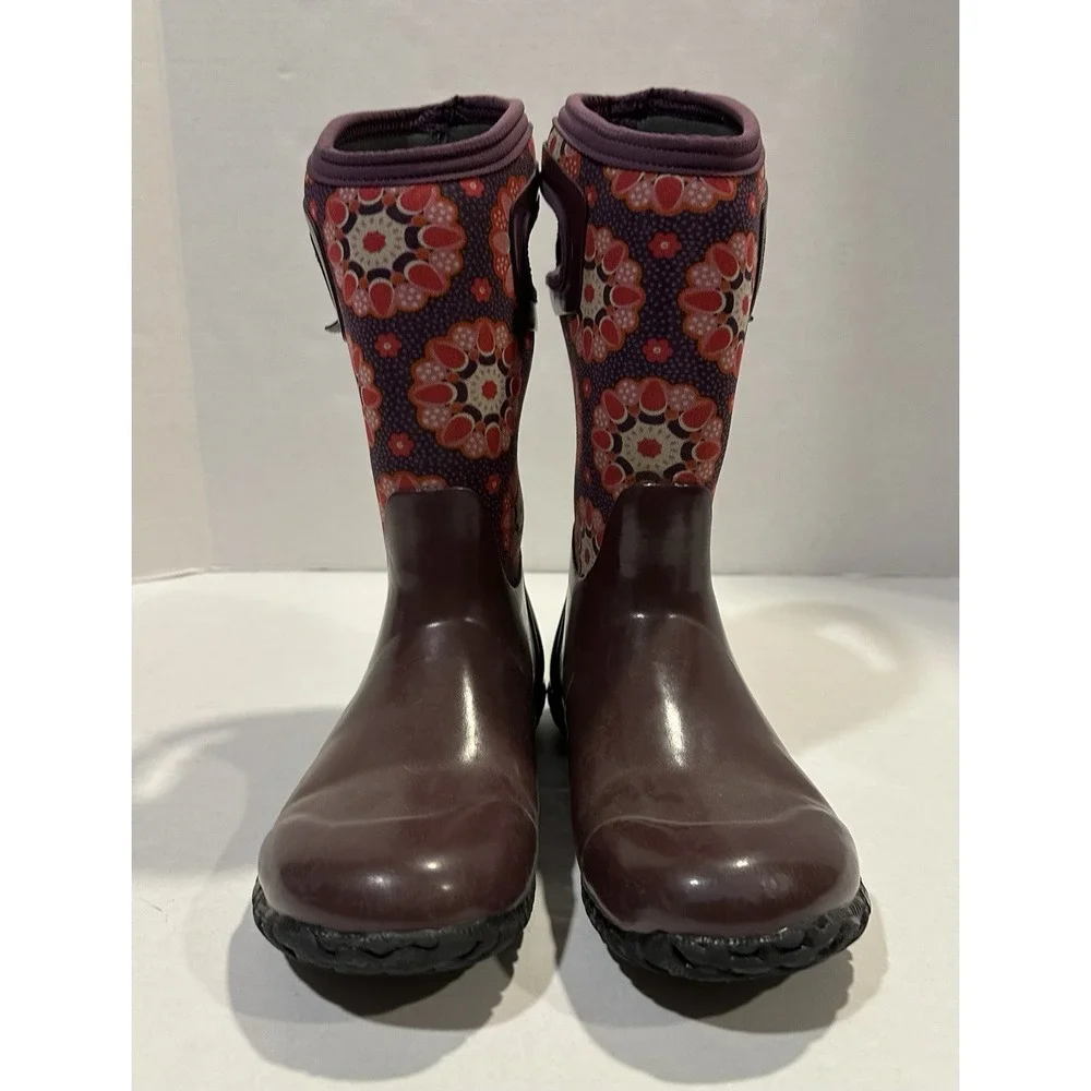 Bogs Boots Waterprooof Rain Snow Winter Slip On Pull On Purple Youth Size 4